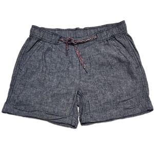 Woolrich Women’s Dark Blue Linen-Blend Drawstring Shorts - Size Small